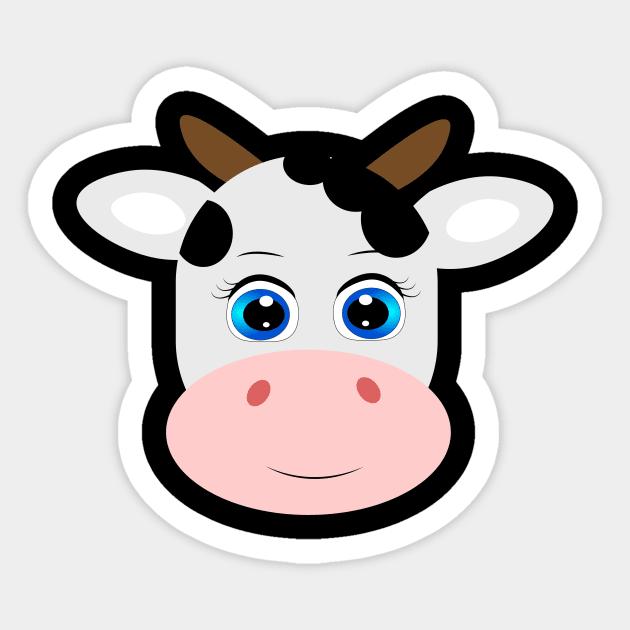 Cute Funny Cow Animal Face Sticker by CreationsForYou